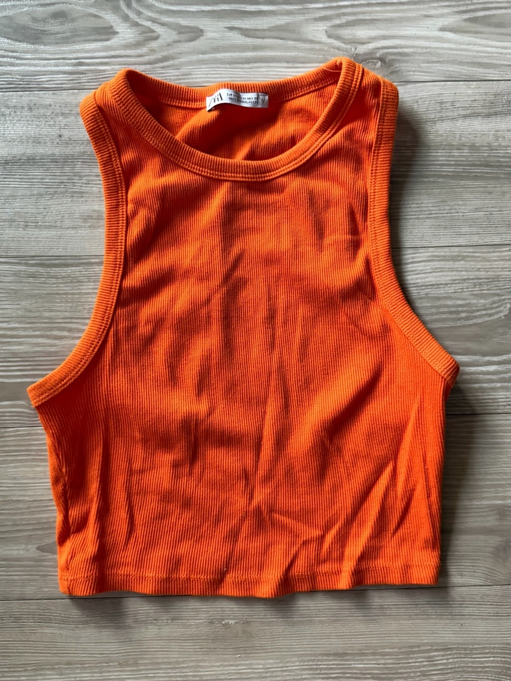 Zara Orange Ribbed Crop Tank